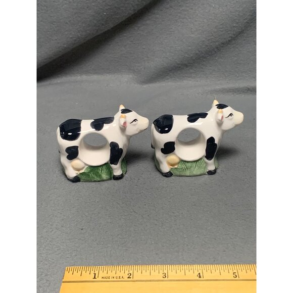 Cow Napkin Holder Ring Set of 4 Ceramic Vintage Farmhouse Decor - Picture 12 of 16